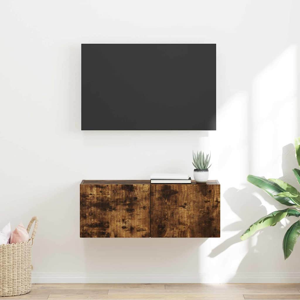 TV Wall Cabinet 78.5 x 31 x 29.5 cm Smoked Oak Engineered Wood