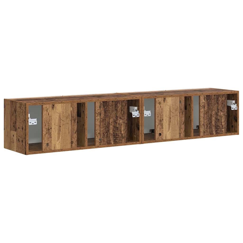 TV Wall Cabinet Wall-mounted 2 pcs Old Wood 78.5 x 31 x 29.5 cm