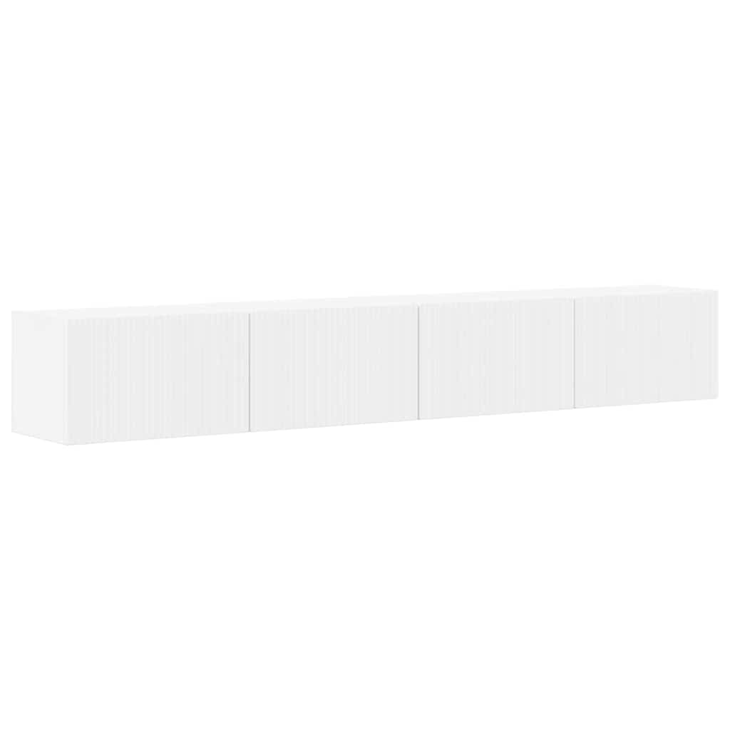 TV Wall Cabinet 2 pcs White Engineered Wood
