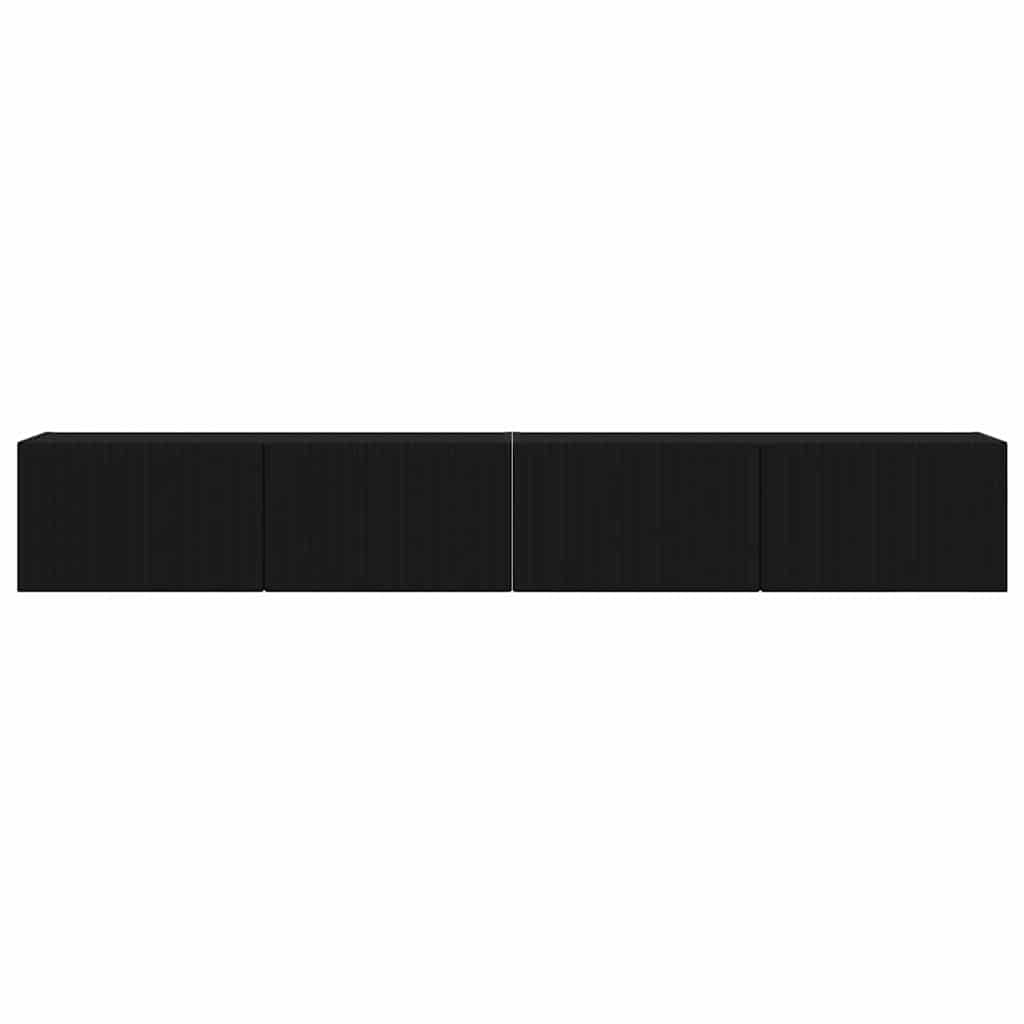 TV Wall Cabinet 2 pcs Black Engineered Wood