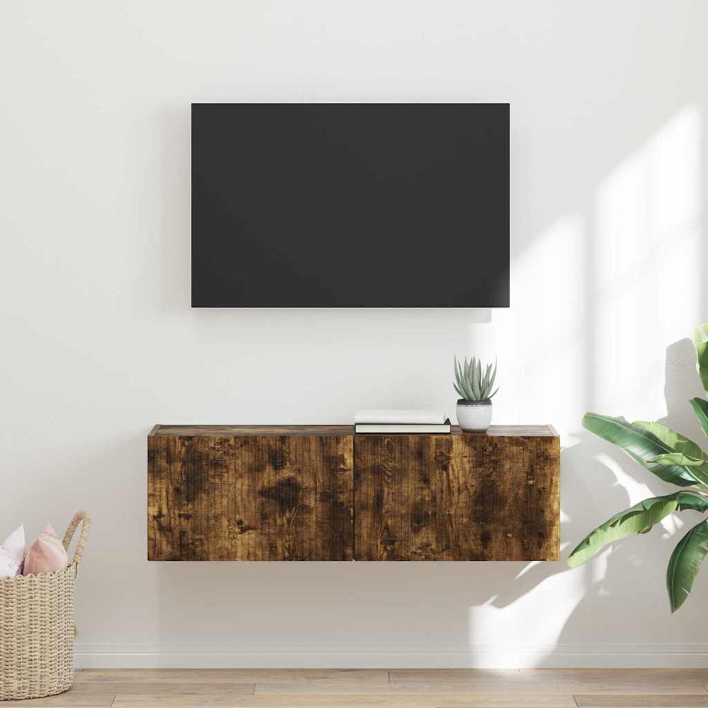 TV Wall Cabinet 98 x 31 x 29.5 cm Smoked Oak Engineered Wood