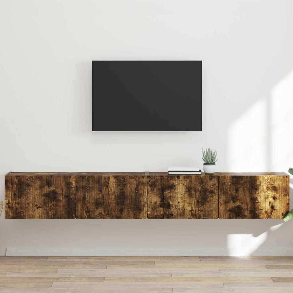TV Wall Cabinet 2 pcs Smoked Oak Engineered Wood
