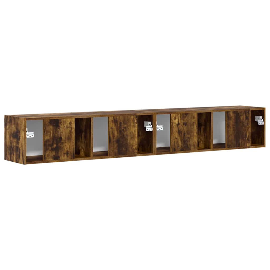 TV Wall Cabinet Wall-mounted 2 pcs Smoked Oak 98 x 31 x 29.5 cm