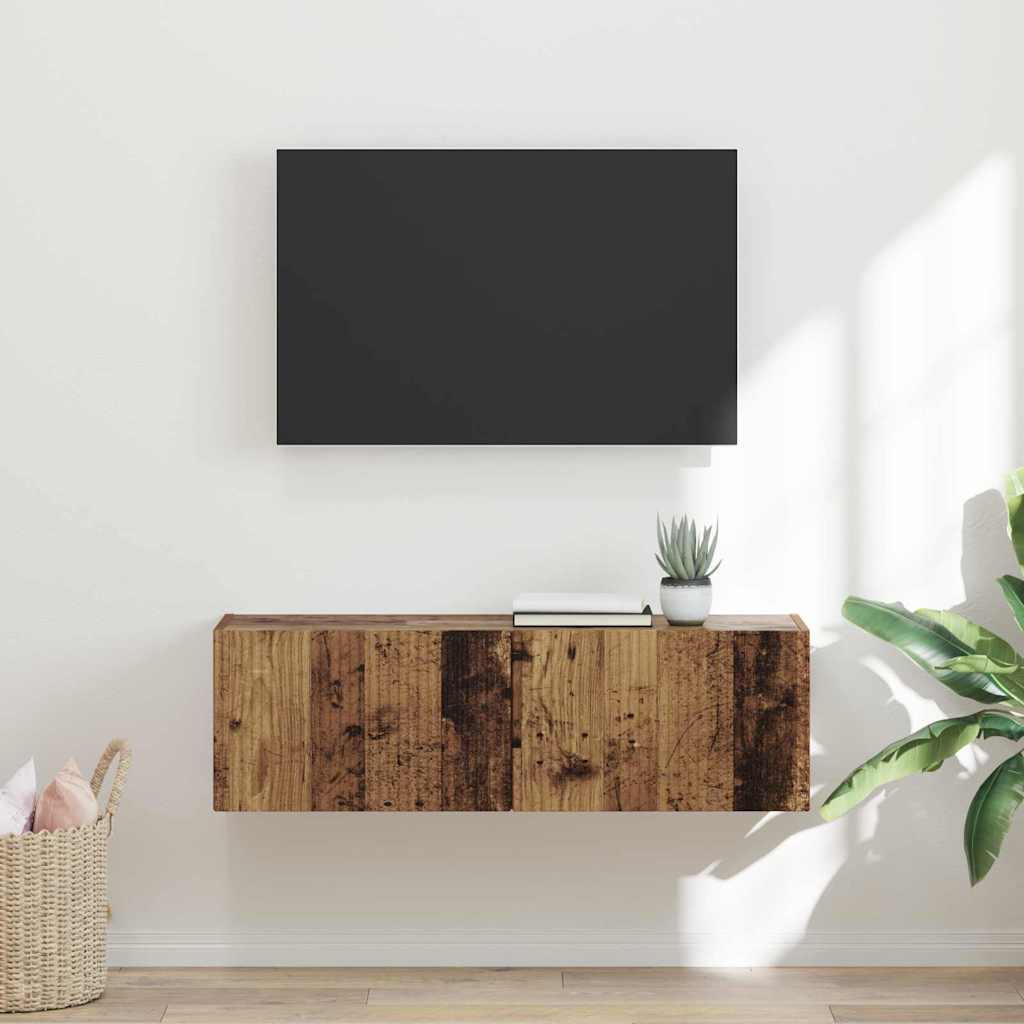 TV Wall Cabinet Old Wood 98 x 31 x 29.5 cm Engineered Wood