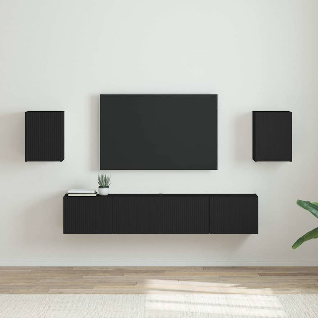 TV Wall Cabinet 2 pcs Black 30 x 31 x 40 cm Engineered Wood