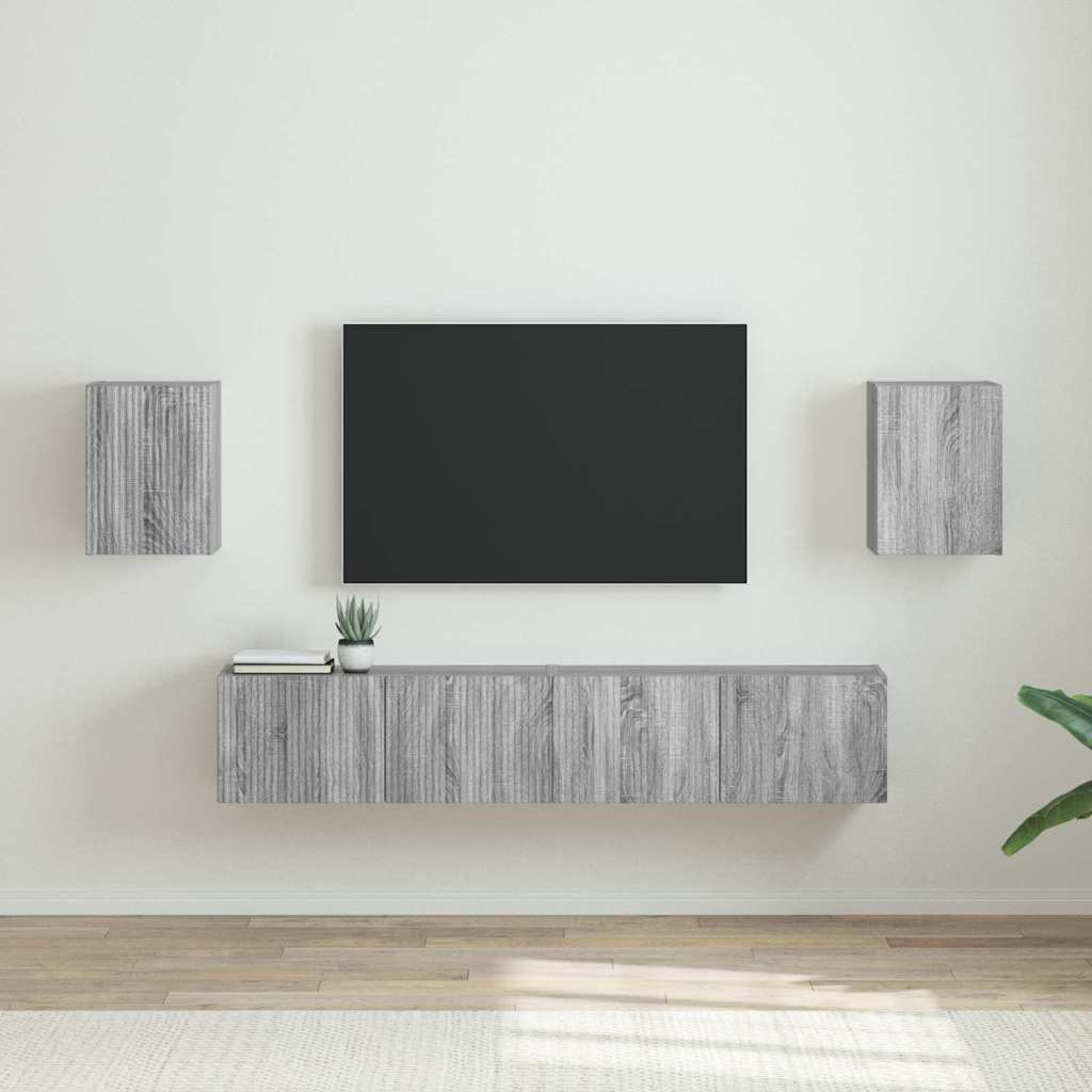 TV Wall Cabinet Wall-mounted 2 pcs Grey Sonoma 30 x 31 x 40 cm