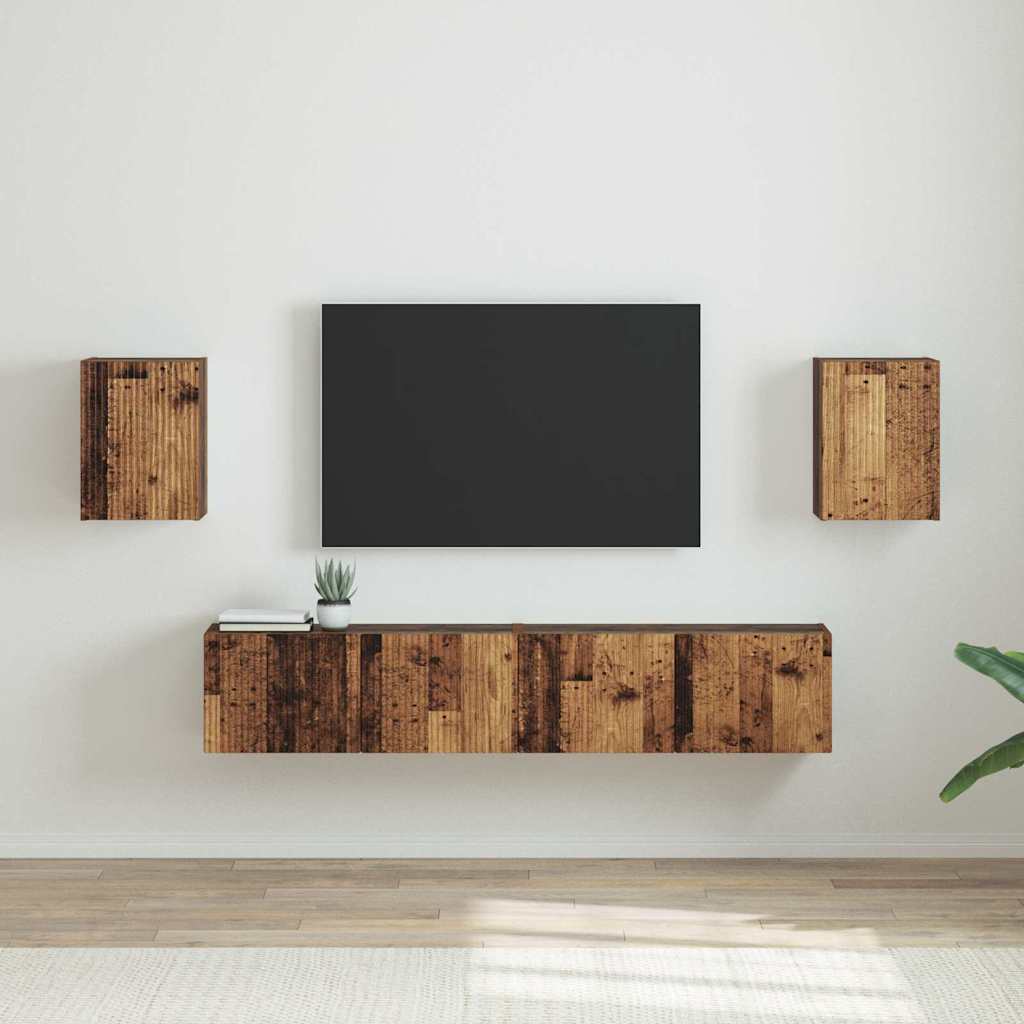 TV Wall Cabinet 2 pcs Old Wood Engineered Wood