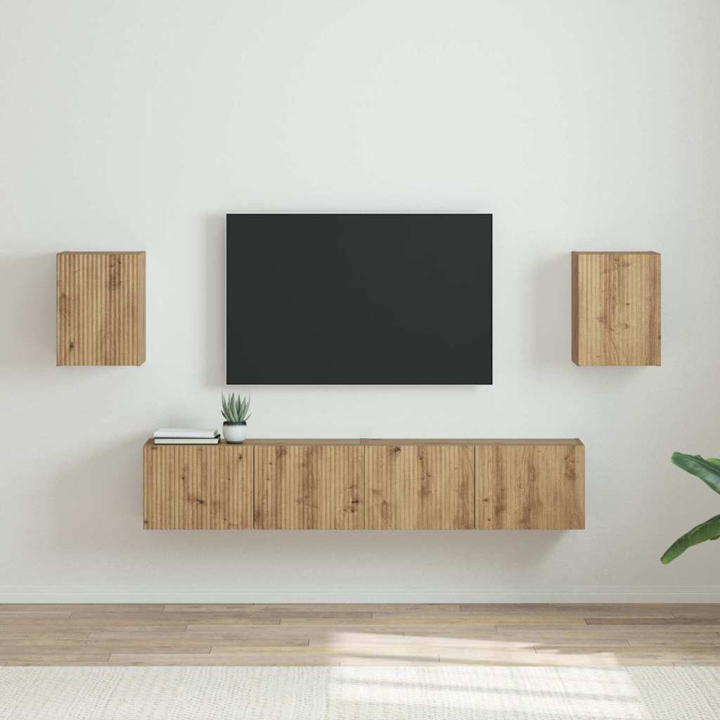 TV Wall Cabinet 2 pcs Artisian Oak Engineered Wood