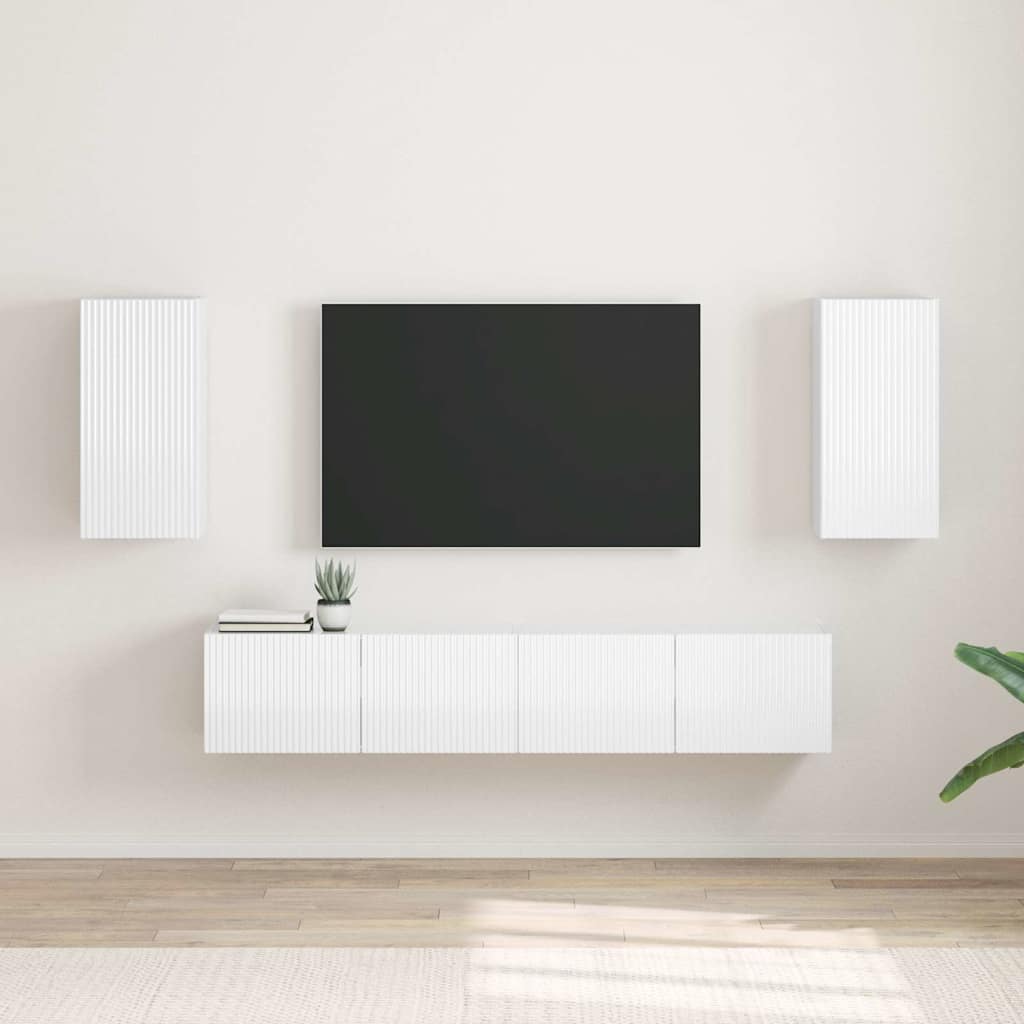 TV Wall Cabinet Wall-mounted 2 pcs Gloss White 30 x 31 x 60 cm