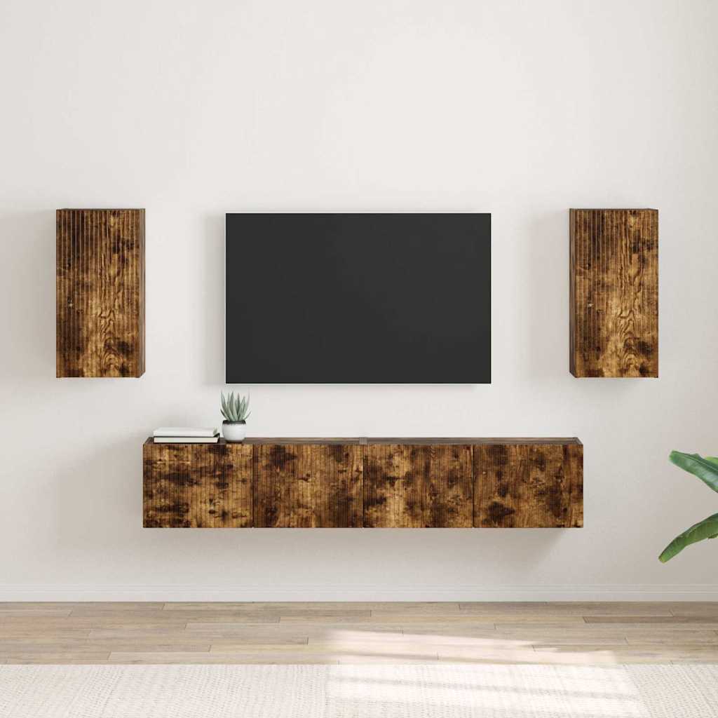 TV Wall Cabinet Wall-mounted 2 pcs Smoked Oak 30 x 31 x 60 cm