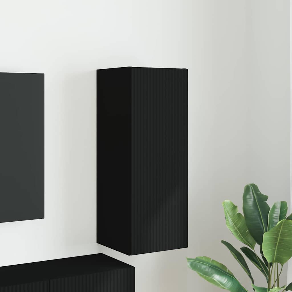 TV Wall Cabinet Black 30 x 31 x 80 cm Engineered Wood