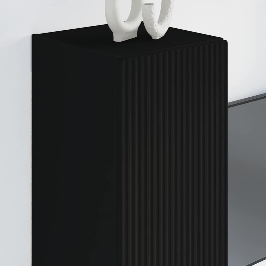 TV Wall Cabinet 2 pcs Black 30 x 31 x 80 cm Engineered Wood