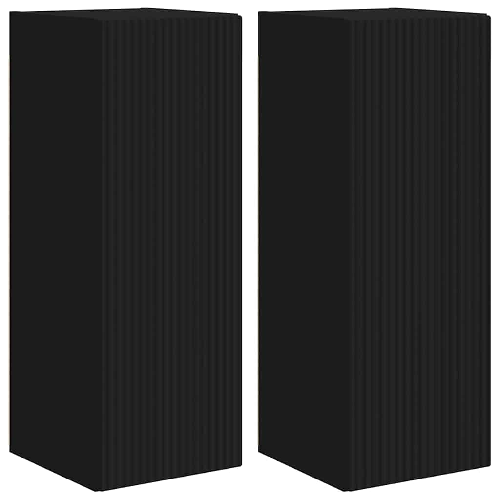 TV Wall Cabinet 2 pcs Black 30 x 31 x 80 cm Engineered Wood