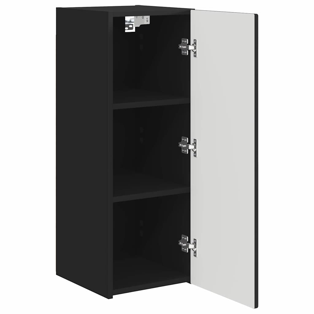 TV Wall Cabinet 2 pcs Black 30 x 31 x 80 cm Engineered Wood