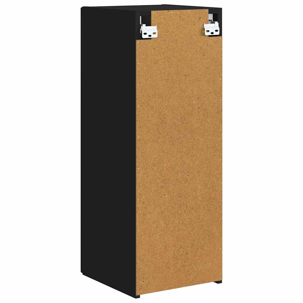 TV Wall Cabinet 2 pcs Black 30 x 31 x 80 cm Engineered Wood