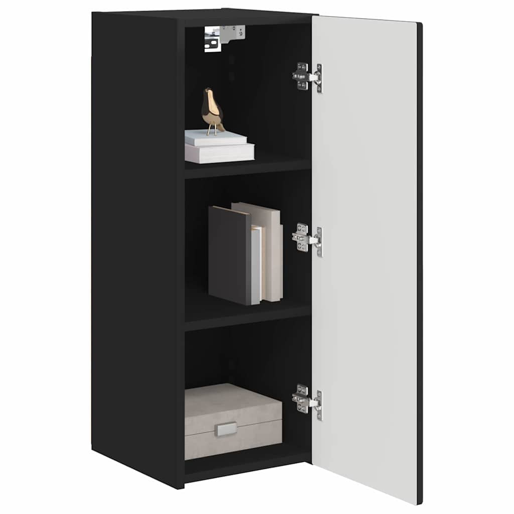 TV Wall Cabinet 2 pcs Black 30 x 31 x 80 cm Engineered Wood