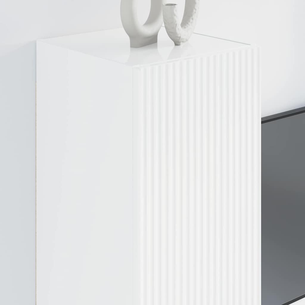 TV Wall Cabinet Wall-mounted 2 pcs Gloss White 30 x 31 x 80 cm