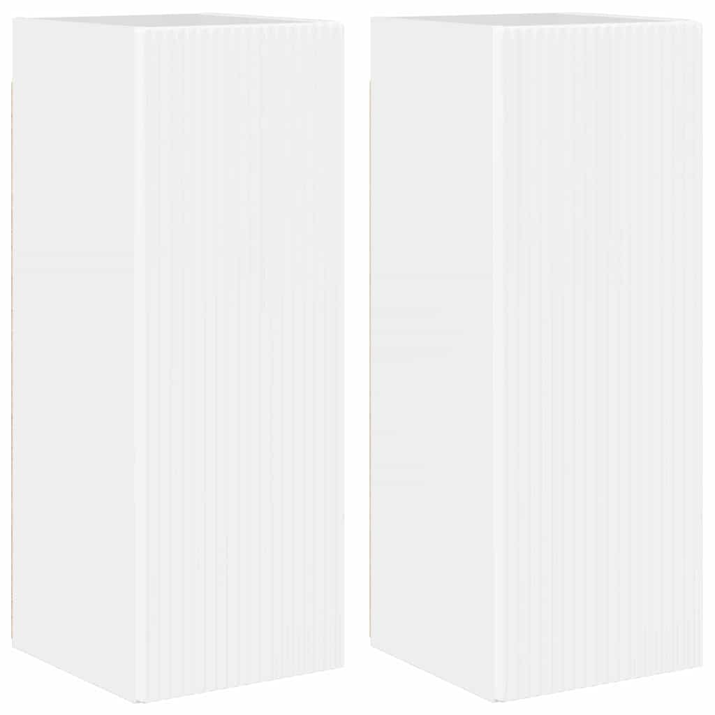 TV Wall Cabinet Wall-mounted 2 pcs Gloss White 30 x 31 x 80 cm