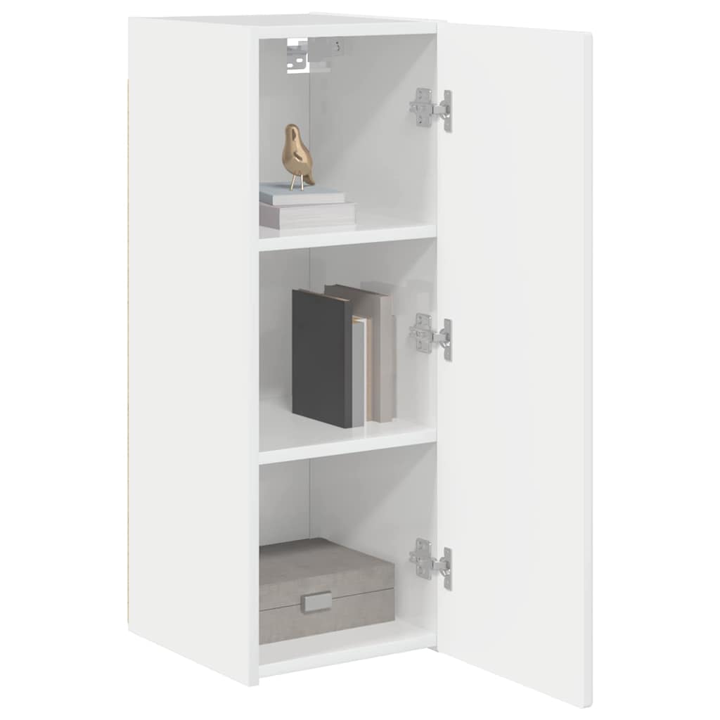 TV Wall Cabinet Wall-mounted 2 pcs Gloss White 30 x 31 x 80 cm