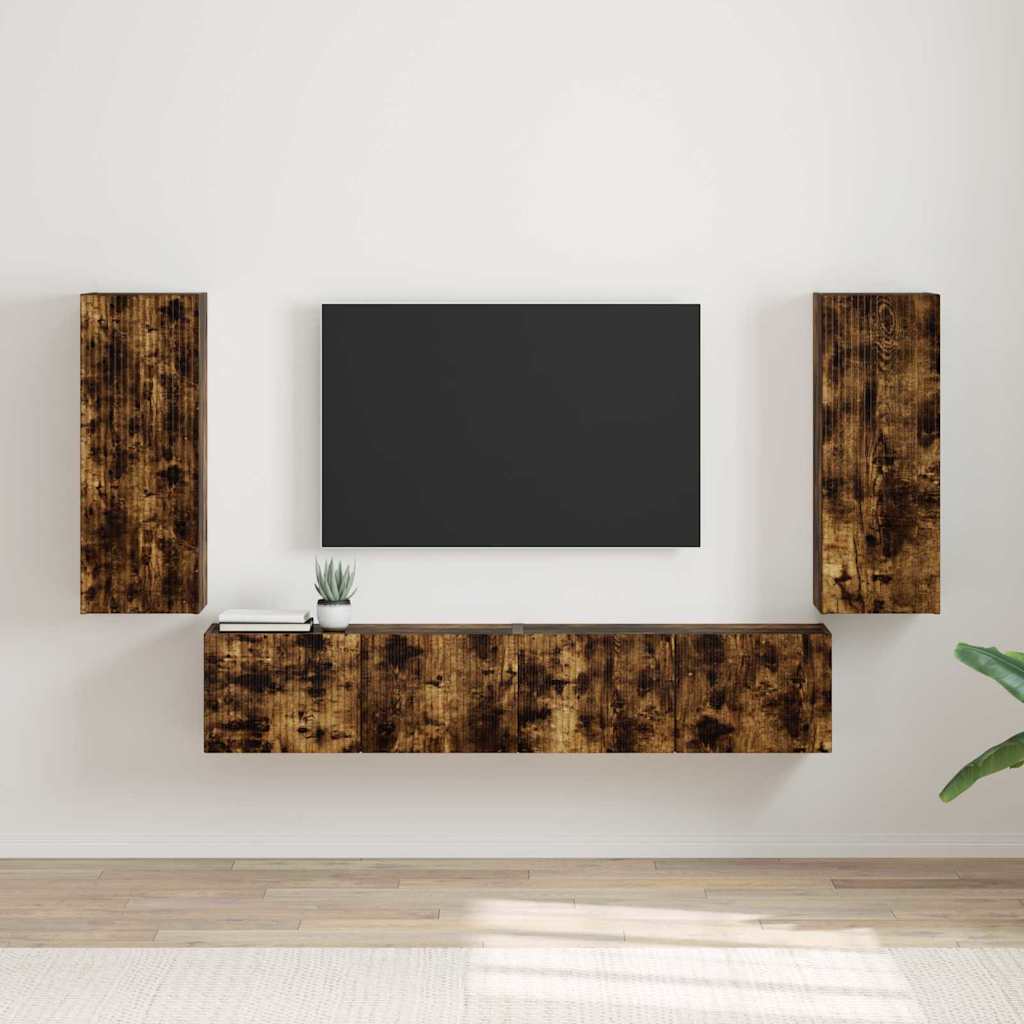 TV Wall Cabinet Wall-mounted 2 pcs Smoked Oak 30 x 31 x 80 cm