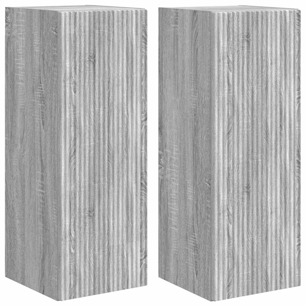TV Wall Cabinet Wall-mounted 2 pcs Grey Sonoma 30 x 31 x 80 cm