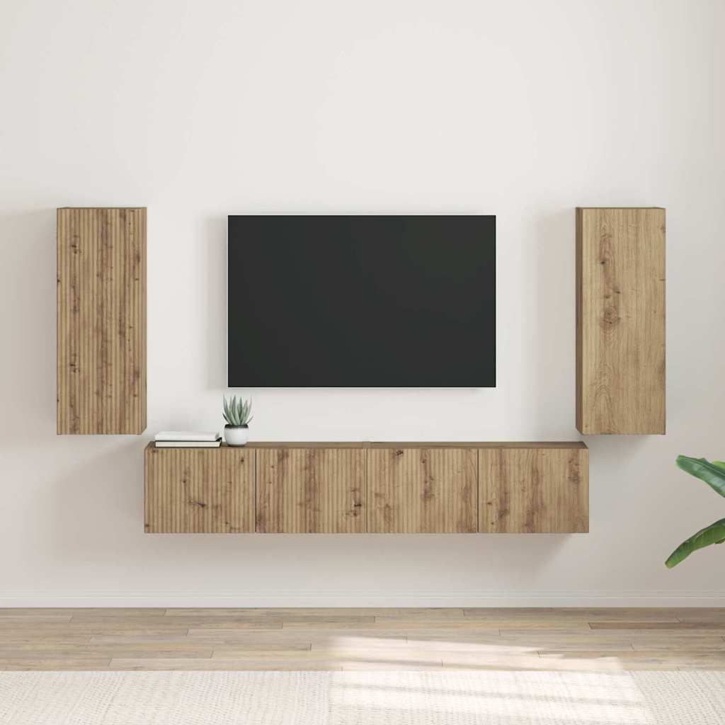 TV Wall Cabinet Wall-mounted 2 pcs Artisian Oak 30 x 31 x 80 cm