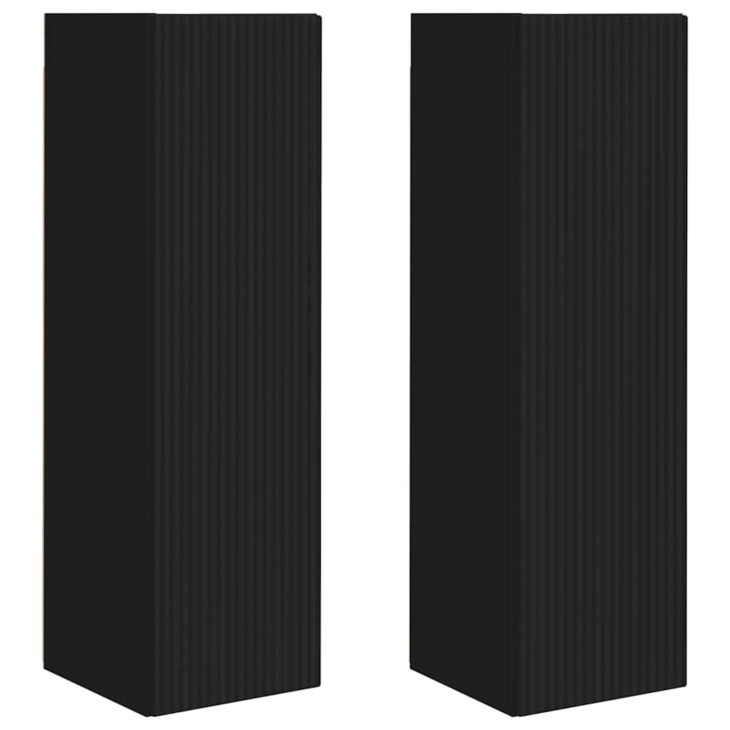 TV Wall Cabinet 2 pcs Black 30 x 31 x 100 cm Engineered Wood