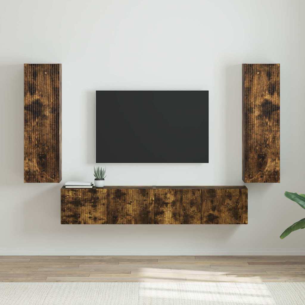 TV Wall Cabinet Wall-mounted 2 pcs Smoked Oak 30 x 31 x 100 cm