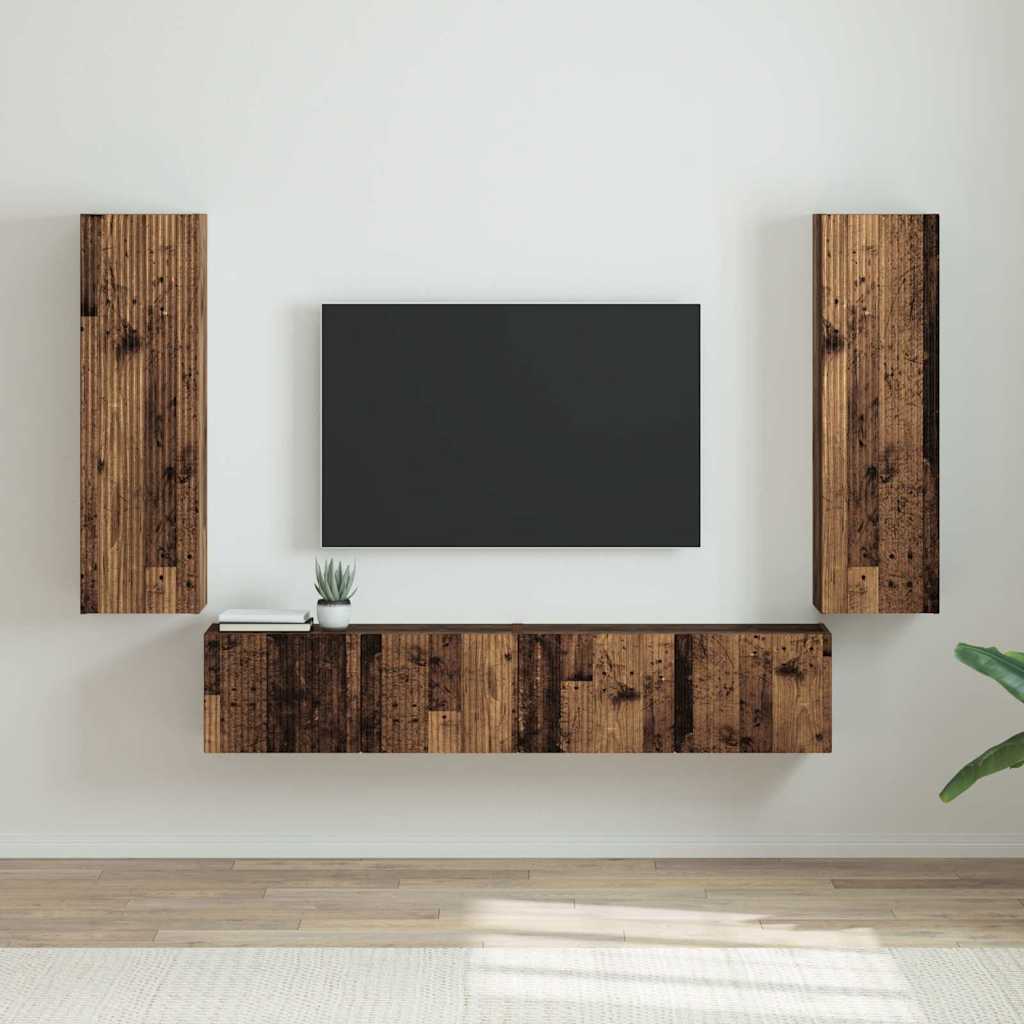 TV Wall Cabinet 2 pcs Old Wood 30 x 31 x 100 cm Engineered Wood