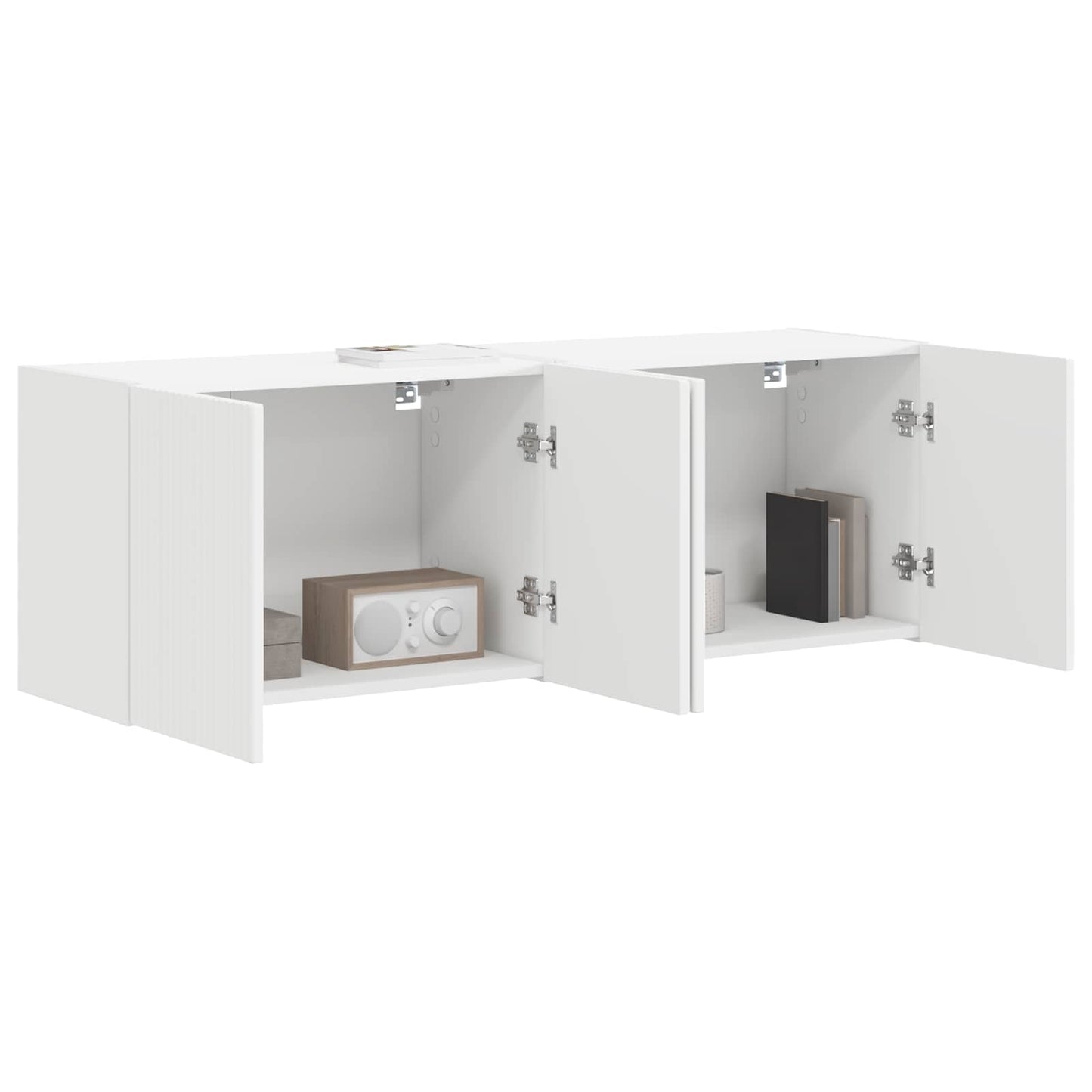 TV Wall Cabinet 2 pcs White Engineered Wood