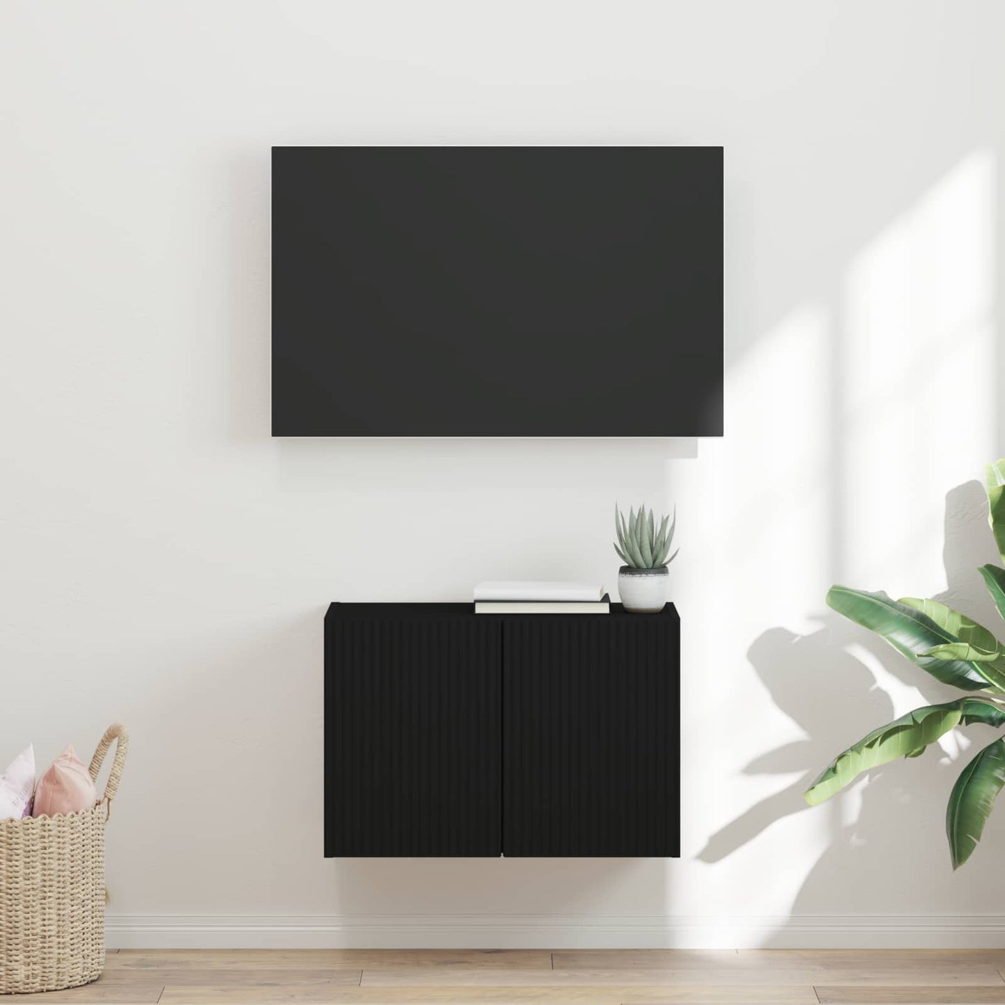 TV Wall Cabinet 59.5 x 31 x 40 cm Black Engineered Wood