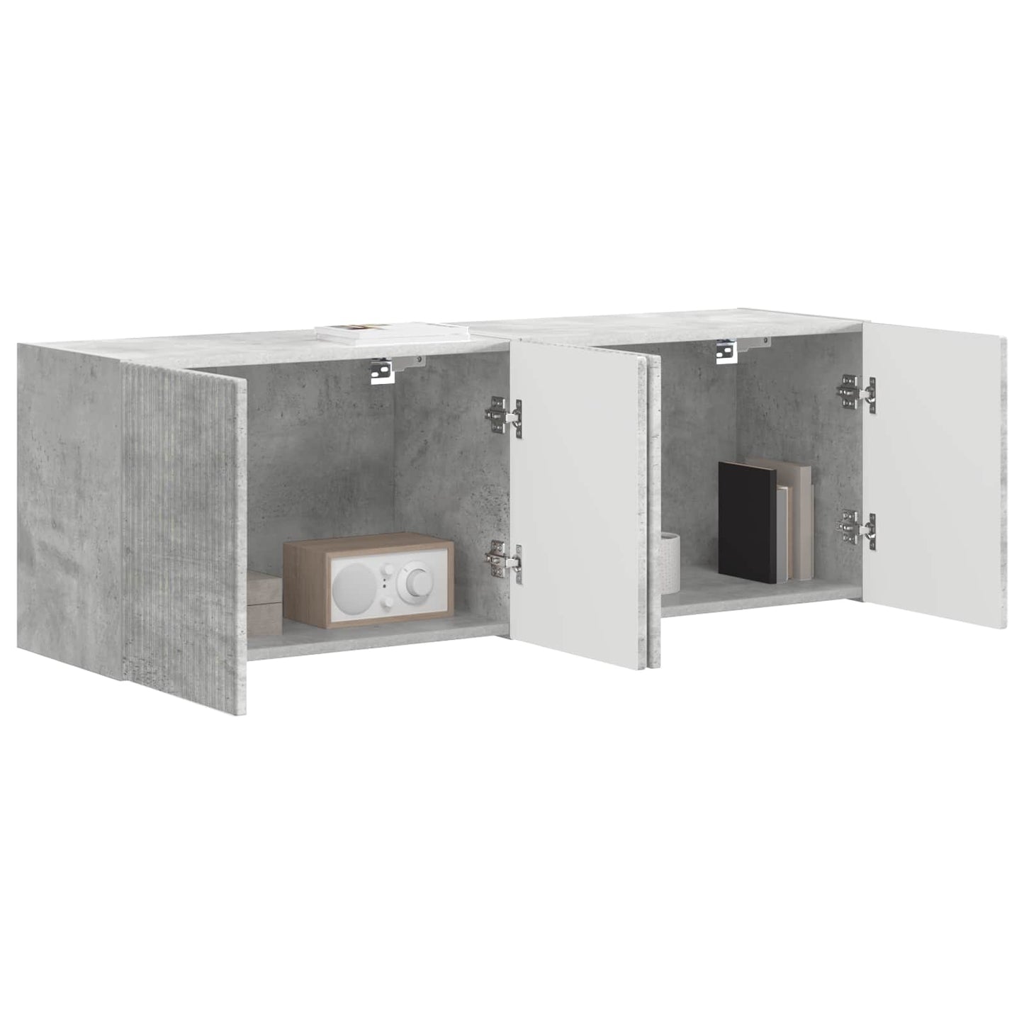 TV Wall Cabinet 2 pcs Concrete Grey Engineered Wood