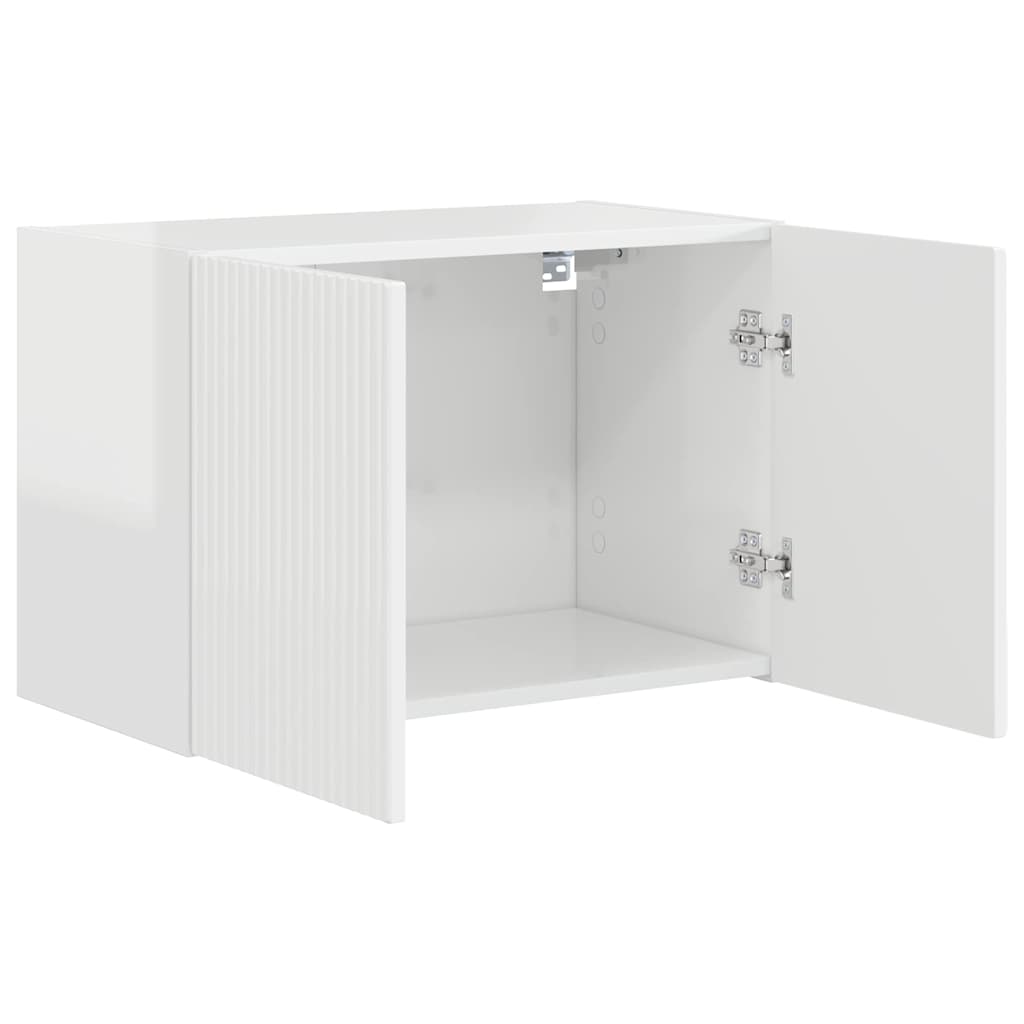 TV Wall Cabinet Wall-mounted High Gloss White 59.5 x 31 x 40 cm