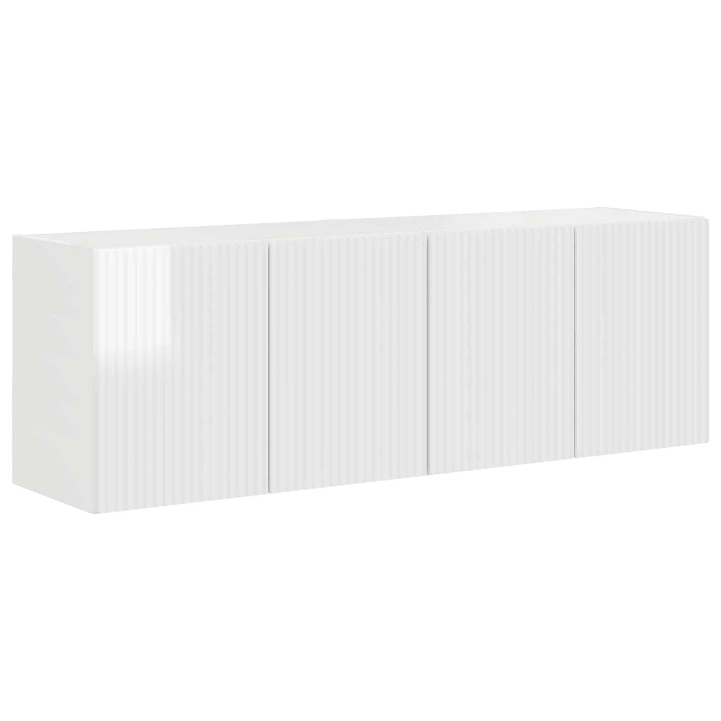 TV Wall Cabinet 2 pcs High Gloss White Engineered Wood