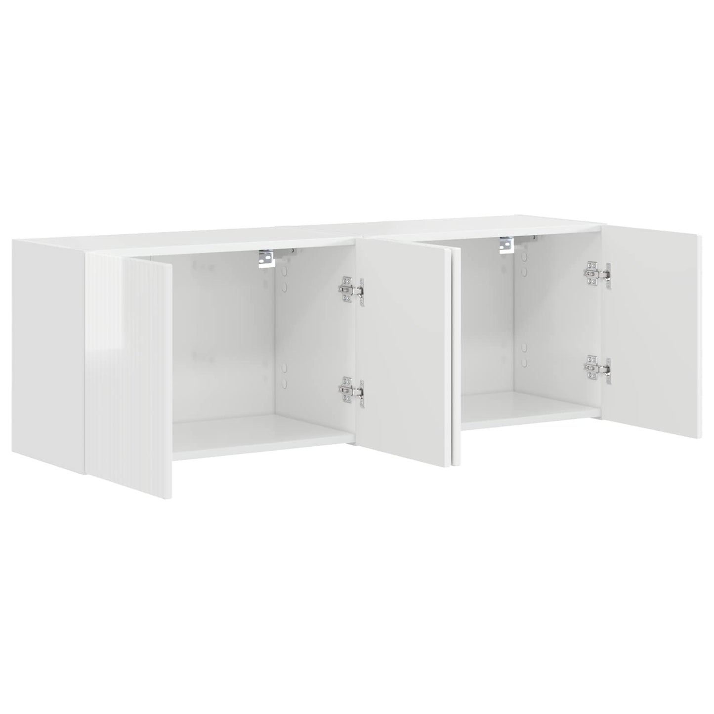 TV Wall Cabinet 2 pcs High Gloss White Engineered Wood