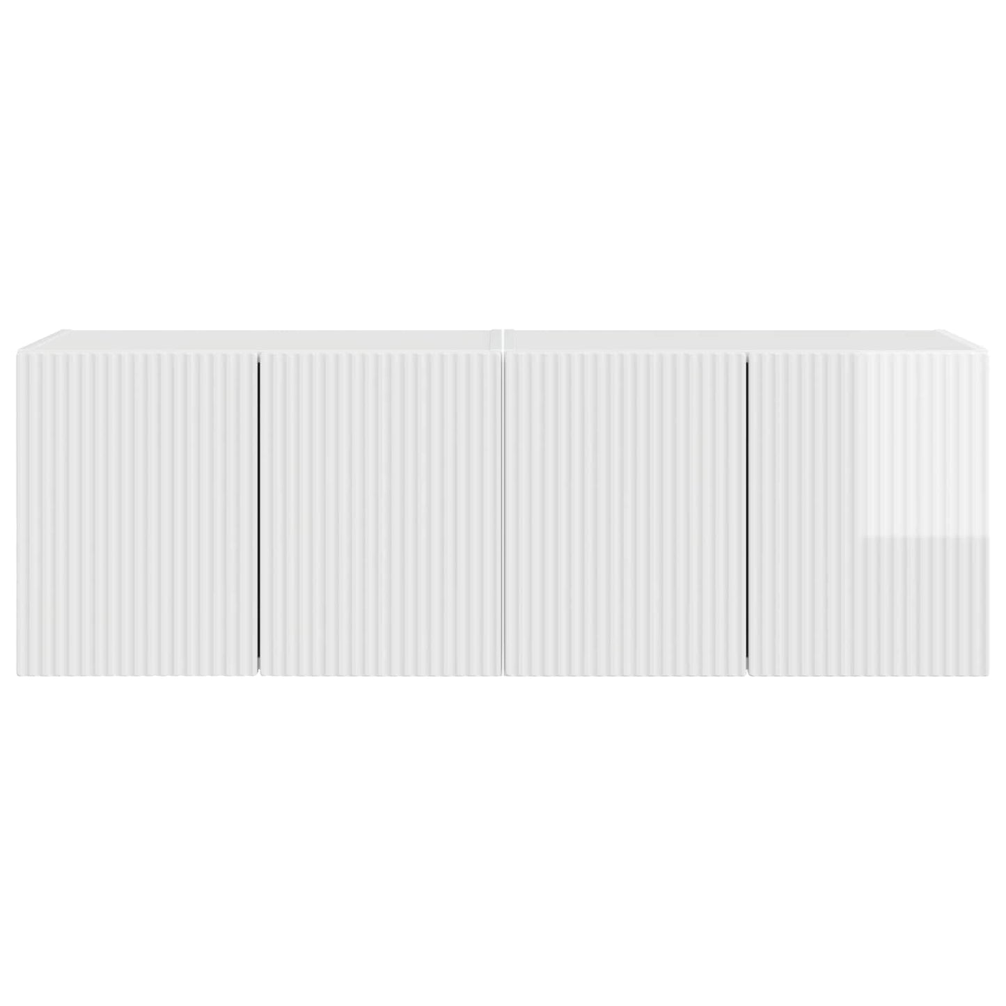 TV Wall Cabinet 2 pcs High Gloss White Engineered Wood