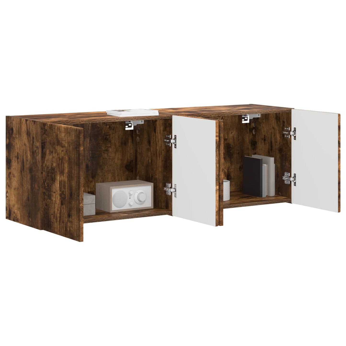 TV Wall Cabinet 2 pcs Smoked Oak Engineered Wood