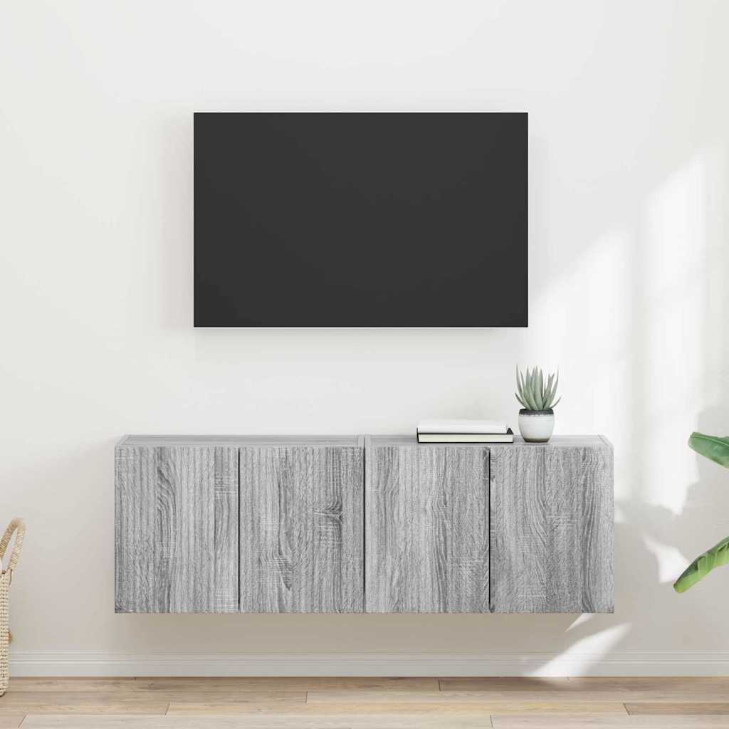 TV Wall Cabinet 2 pcs Grey Sonoma 59.5 x 31 x 40 cm