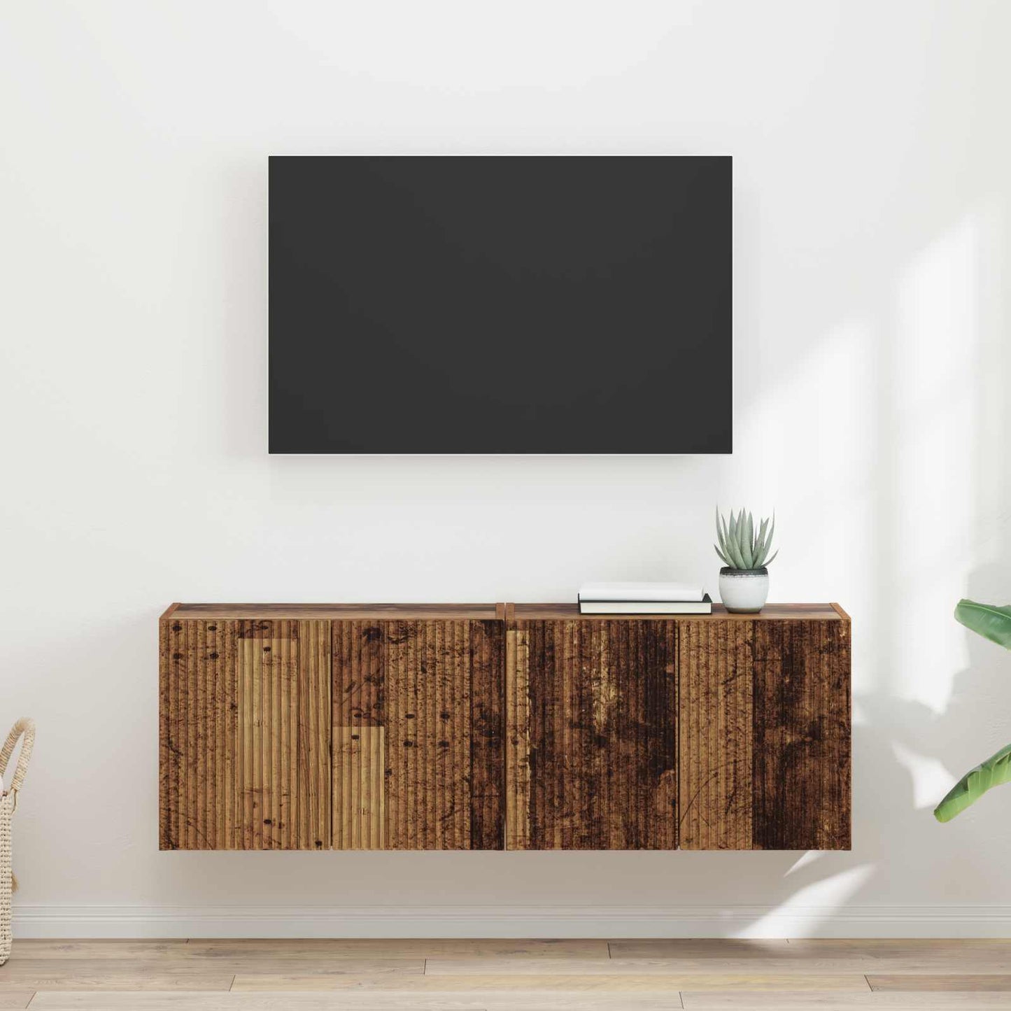 TV Wall Cabinet Wall-mounted 2 pcs Old Wood 59.5 x 31 x 40 cm