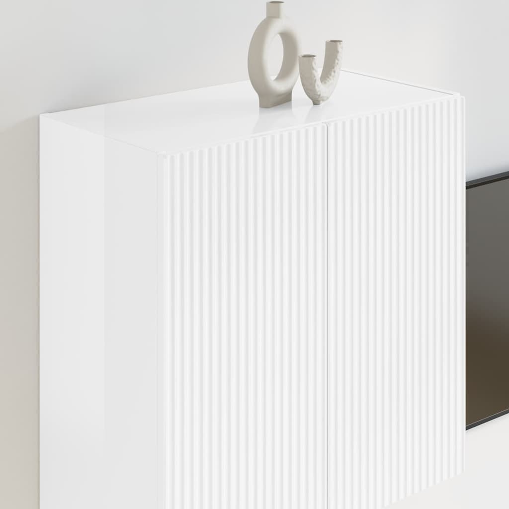 TV Wall Cabinet Wall-mounted High Gloss White 59.5 x 31 x 60 cm