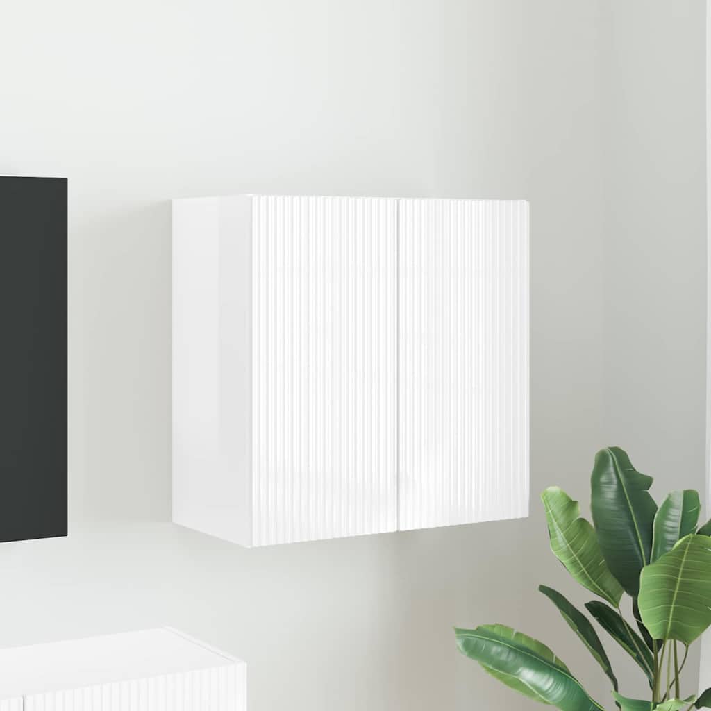 TV Wall Cabinet Wall-mounted High Gloss White 59.5 x 31 x 60 cm