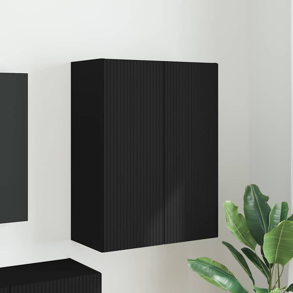 TV Wall Cabinet Black 59.5 x 31 x 80 cm Engineered Wood