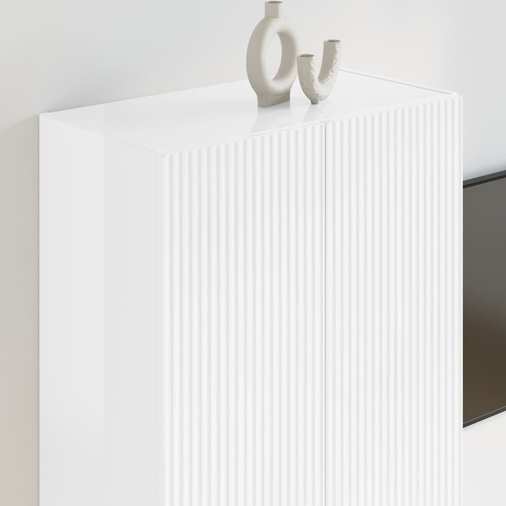 TV Wall Cabinet Wall-mounted High Gloss White 59.5 x 31 x 80 cm