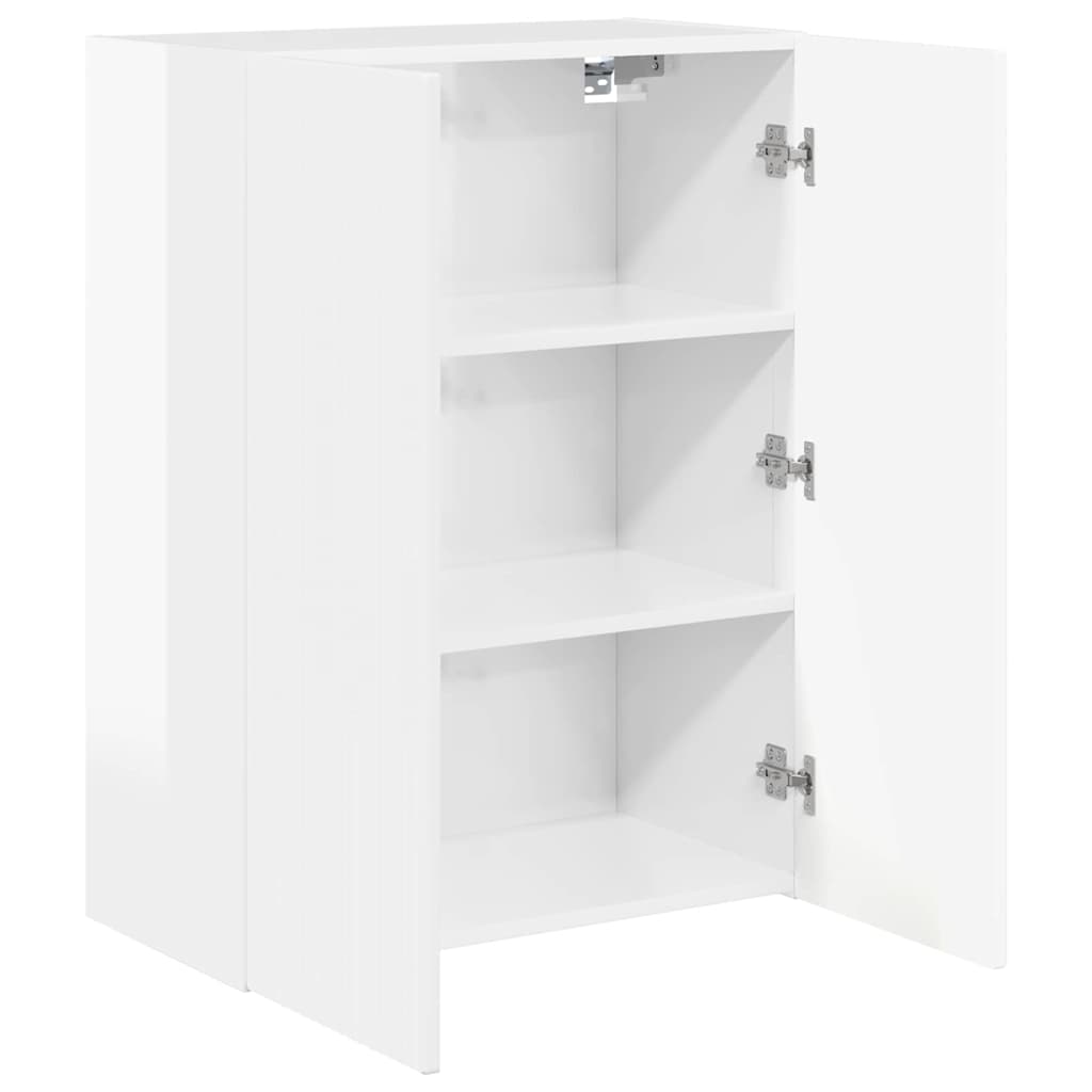 TV Wall Cabinet Wall-mounted High Gloss White 59.5 x 31 x 80 cm