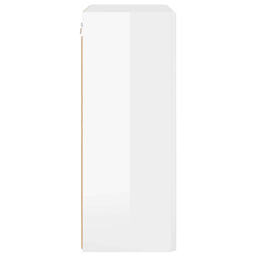 TV Wall Cabinet Wall-mounted High Gloss White 59.5 x 31 x 80 cm