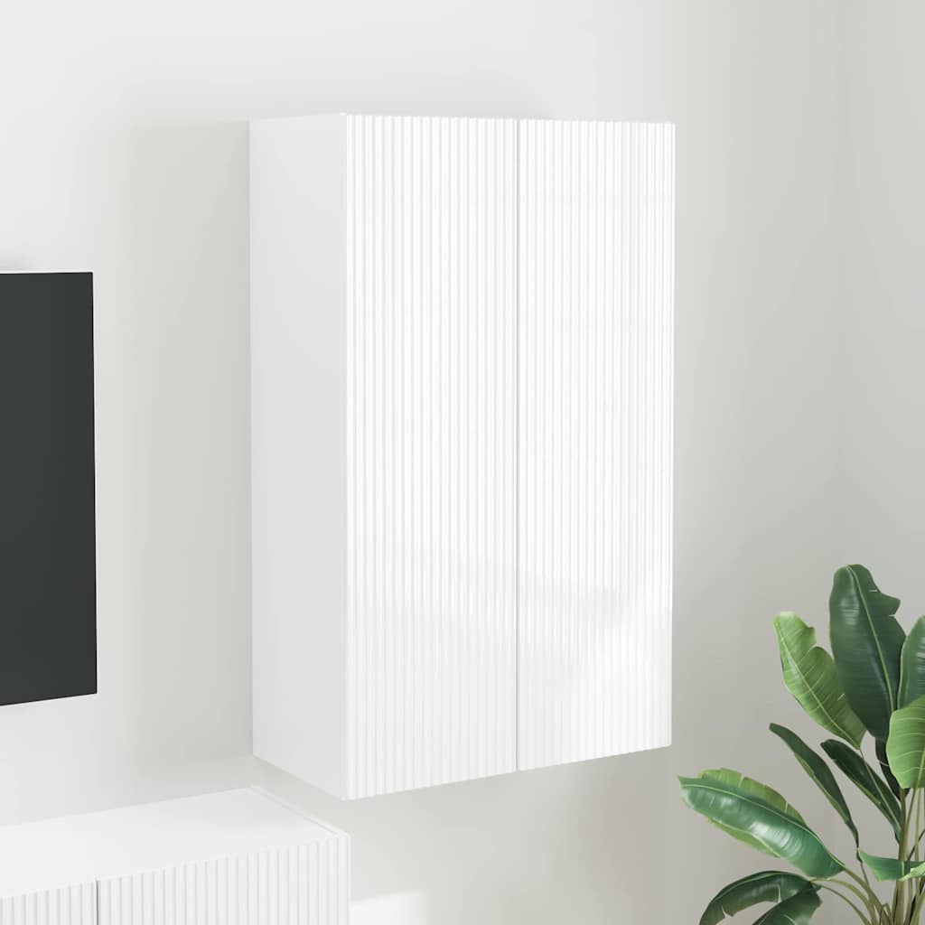 TV Wall Cabinet High Gloss White 59.5 x 31 x 100 cm