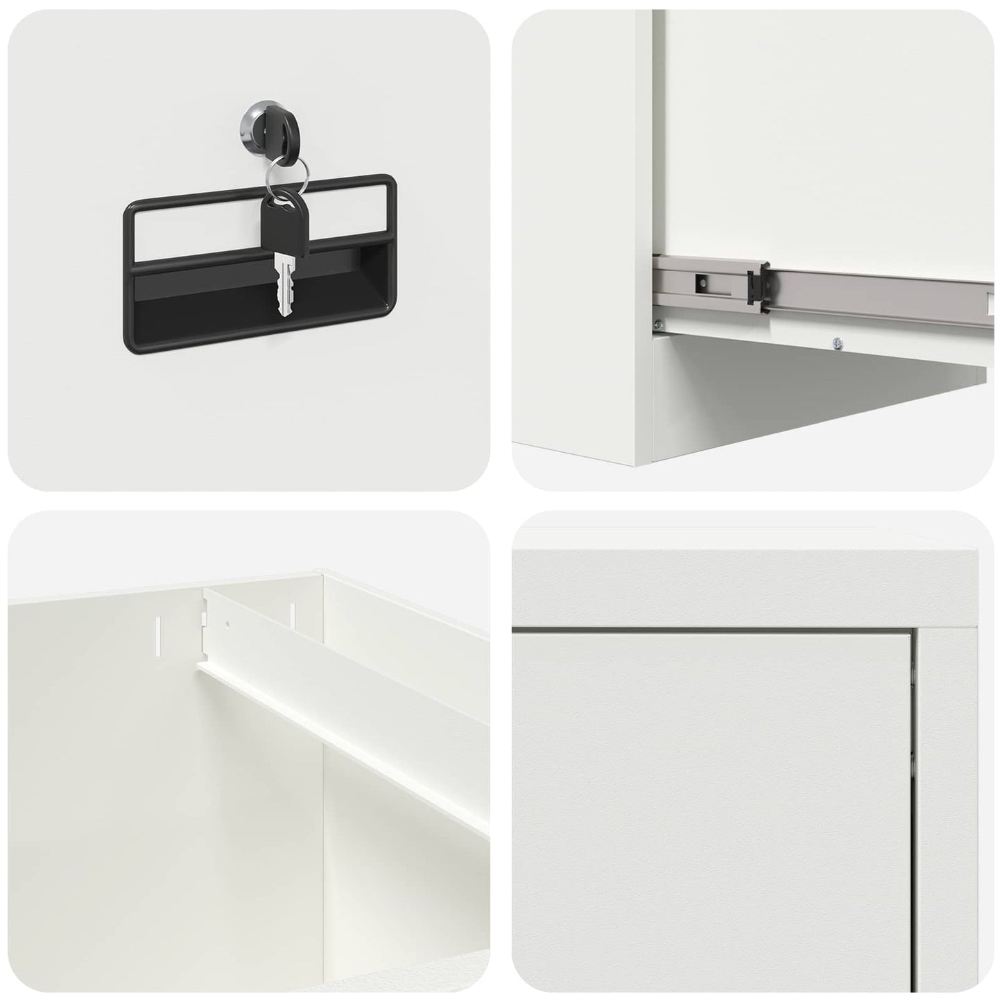 File Cabinet White 44 x 50 x 74.5 cm Cold-Rolled Steel