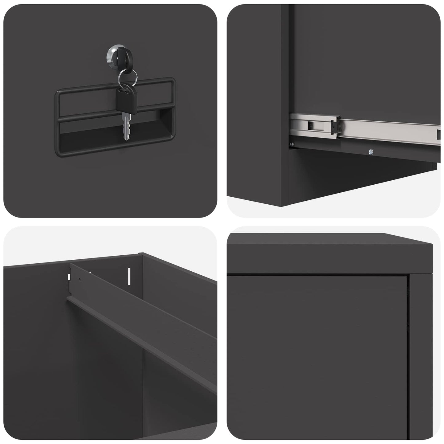 File Cabinet Black 44 x 50 x 106.5 cm Cold-Rolled Steel