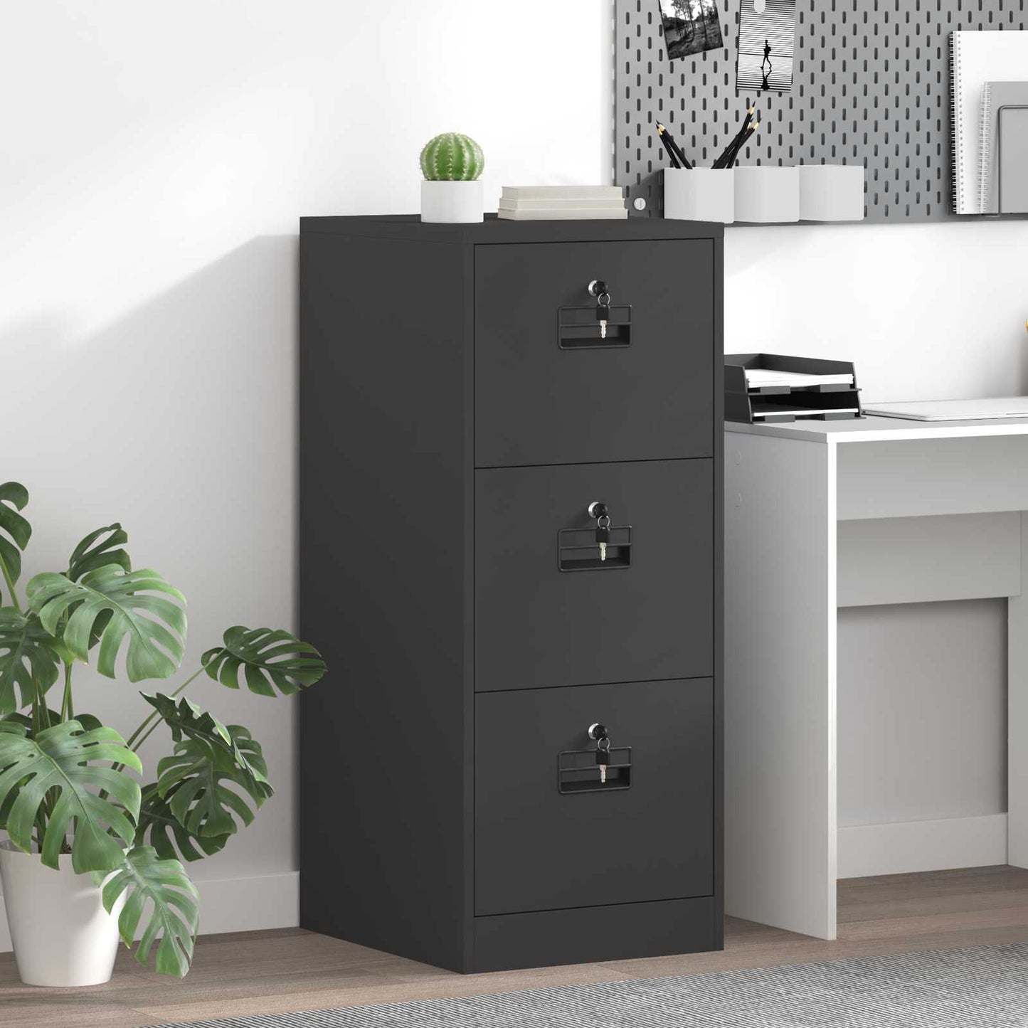 File Cabinet Black 44 x 50 x 106.5 cm Cold-Rolled Steel