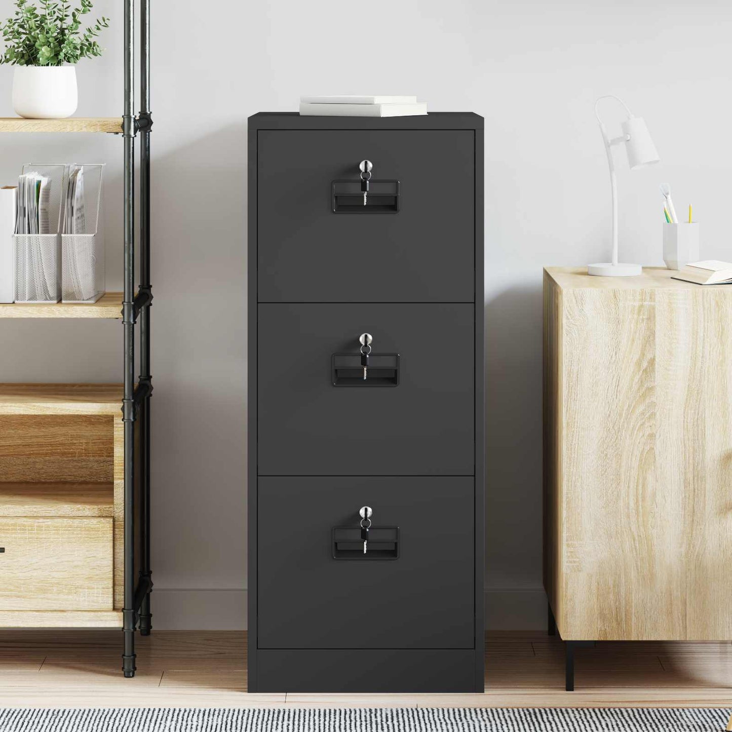 File Cabinet Black 44 x 50 x 106.5 cm Cold-Rolled Steel
